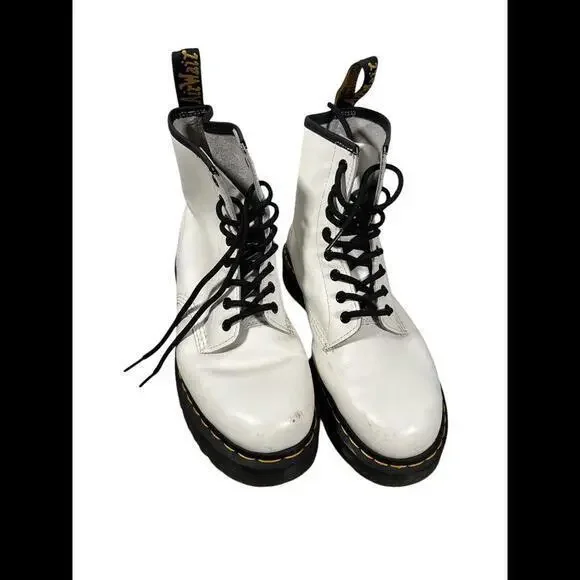 Dr. Martens Doc Martens Jadon Smooth Leather Platforms Boots Size 10L/9M White - Picture 1 of 9
